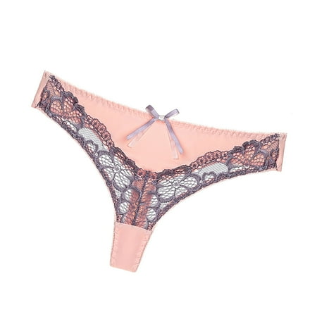 Rovga Underpanties Women Females Lace Panties Purple Transparent Thongs 1 Pcs
