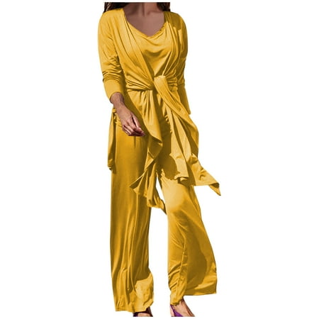Women 3 Piece Lounge Set Long Cardigan Sleeveless Cami Top and Wide Leg Pants Loose Pants Soft Pajamas Set Loungewear
Women 3 Piece Lounge Set Long Cardigan Sleeveless Cami Top and Wide Leg Pants Loose Pants Soft Pajamas Set Loungewear