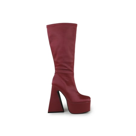 Reflective Women s Knee High Statement Block Heel Boot s
