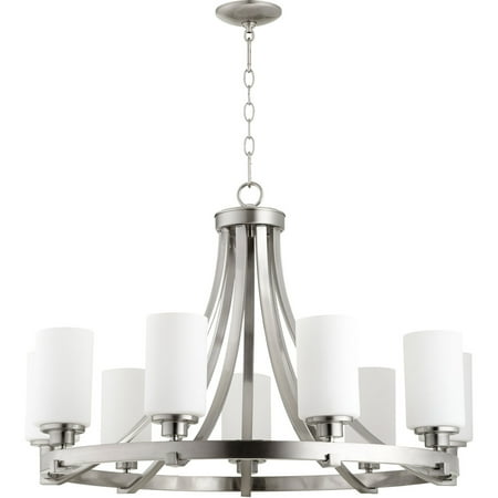 Chandeliers 9 Light With Satin Nickel Finish Satin Opal Glass Medium Base Bulbs 34 inch 540 Watts