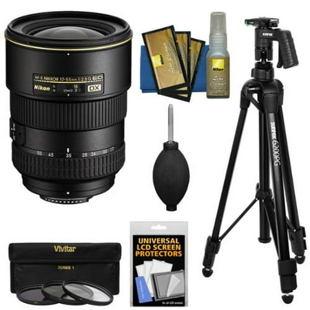 Nikon 17-55mm f\/2.8 G DX AF-S ED-IF Zoom-Nikkor Lens with Pistol Grip Tripod + 3 Filters Kit for D3200, D3300, D5300, D5500, D7100, D7200 DSLR Cameras Nikon 17-55mm f\/2.8 G DX AF-S ED-IF Zoom-Nikkor Lens with Pistol Grip Tripod + 3 Filters Kit for D3200, D3300, D5300, D5500, D7100, D7200 DSLR Cameras