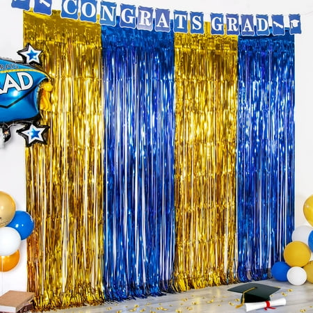 LOLStar 2 Pack Blue and Gold Graduation Party Decoration 2023 3.3x6.6 ft Foil Fringe Curtains Tins
LOLStar 2 Pack Blue and Gold Graduation Party Decoration 2023 3.3x6.6 ft Foil Fringe Curtains Tins