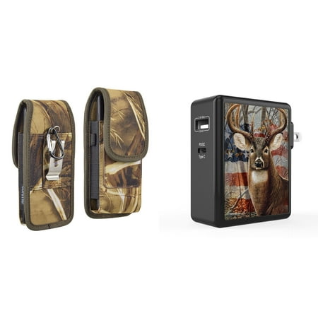 Pouch and Wall Charger Bundle for OnePlus 10T 5G: Vertical Rugged Nylon Belt Holster Case (Camo) and 45W Dual USB Port PD Power Delivery Type-C and USB-A Power Adapter (American Deer Camo)
Pouch and Wall Charger Bundle for OnePlus 10T 5G: Vertical Rugged Nylon Belt Holster Case (Camo) and 45W Dual USB Port PD Power Delivery Type-C and USB-A Power Adapter (American Deer Camo)
