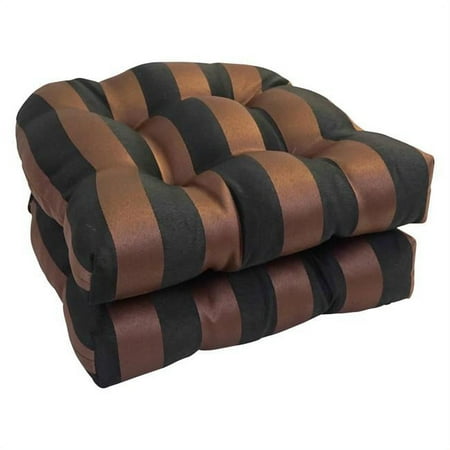 19 in. U-Shaped Outddor Dining Chair Cushions Chocolate Stripe - Set of 2