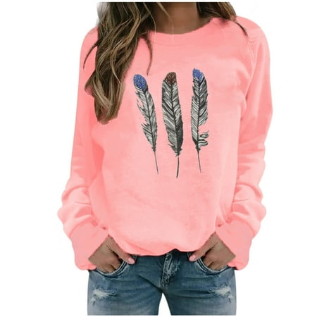Women s Casual Long Sleeve Pullover Sweatshirt Plumage Graphic Solid Crewneck Shirt Loose Fit Top
Women s Casual Long Sleeve Pullover Sweatshirt Plumage Graphic Solid Crewneck Shirt Loose Fit Top