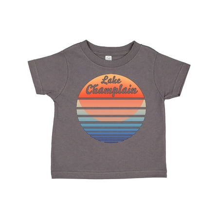 Inktastic Lake Champlain Retro Sunset Gift Toddler Boy or Toddler Girl T-Shirt