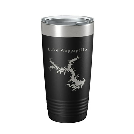 Lake Wappapello Map Tumbler Travel Mug Insulated Laser Engraved Coffee Cup Missouri 20 oz Black