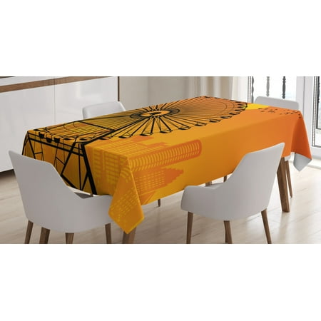 

Ferris Wheel Tablecloth Silhouette Cityscape at Sunset with Ferris Wheel in Shadow Rectangular Table Cover for Dining Room Kitchen 60 X 84 Inches Orange Burnt Orange Black by Ambesonne