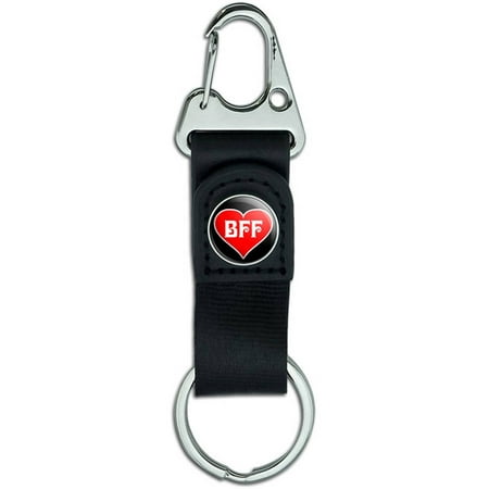 BFF, Best Friends Forever, Red Heart Belt Clip On Carabiner Leather Keychain Fabric Key (Ring Commercial Best Friend)