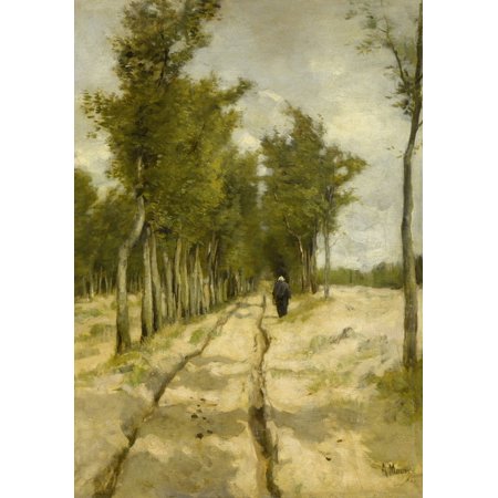 Torenlaan Laren By Anton Mauve By 1886 Dutch Painting Oil On Canvas A Woman Walks On A Tree-Lined Wheel Rutted Dirt Road Poster Print
