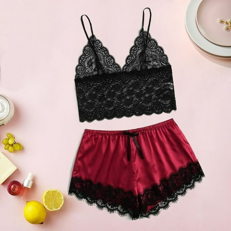 Yubatuo Lingerie for Women Plus Size Satin Lace Wireless Bra Camisole Bow Shorts Set Pajamas Lingerie
Yubatuo Lingerie for Women Plus Size Satin Lace Wireless Bra Camisole Bow Shorts Set Pajamas Lingerie