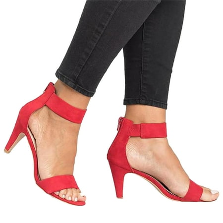 Women\ s Open Toe Shoes Single Band Ankle Strap Stiletto Mid Heel Sandal Back Zipper Design
Women\ s Open Toe Shoes Single Band Ankle Strap Stiletto Mid Heel Sandal Back Zipper Design