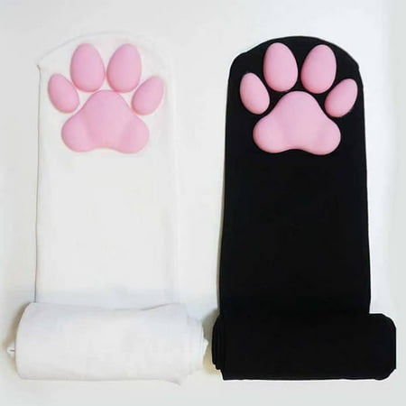 Farfi Socks Soft 3D Kitten Paw Pad Cute Pink Thigh High Socks for Cosplay