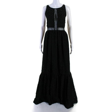 ZAC Zac Posen Womens Zarya Jacquard Sleeveless A Line Gown Black Size 8