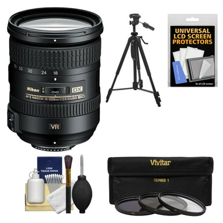 Nikon 18-200mm f\/3.5-5.6G VR II DX ED AF-S Nikkor-Zoom Lens with 3 UV\/FLD\/CPL Filters + Tripod Kit for D3200, D3300, D5300, D5500, D7100, D7200 Camera
