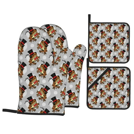 Oven Mitts and Pot Holders 4 pcs Set Funny frog hat bow cool Heat Resistant Pot Holders Oven Mitts for kitchen Non-Slip Hanging Loop Oven Glove Potholders for Baking Cooking
Oven Mitts and Pot Holders 4 pcs Set Funny frog hat bow cool Heat Resistant Pot Holders Oven Mitts for kitchen Non-Slip Hanging Loop Oven Glove Potholders for Baking Cooking