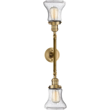 Bathroom Vanity 2 Light Fixtures With Brushed Brass Finish Cast Brass/Glass Material Medium 6" 120 Watts