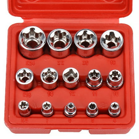 Niyofa 14Pcs E Torx Socket Set Female E-Torx Star Socket Set Portable E4-E24 External Torque Star Socket Kit Professional Durable Repair Tool Hand Tool 1/4 3/8 1/2 Drive for Car Repair
Niyofa 14Pcs E Torx Socket Set Female E-Torx Star Socket Set Portable E4-E24 External Torque Star Socket Kit Professional Durable Repair Tool Hand Tool 1/4 3/8 1/2 Drive for Car Repair