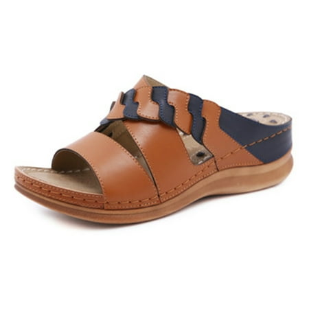 Sandals Round Head Non Slip Massage Slope Heel Stitching Sandals for Women Summer New 36 Carmel
Sandals Round Head Non Slip Massage Slope Heel Stitching Sandals for Women Summer New 36 Carmel