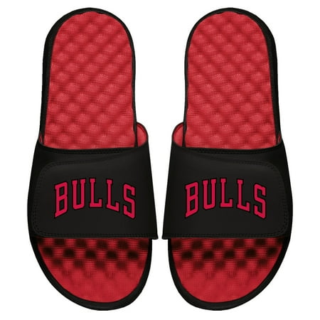 Men s ISlide Red Chicago Bulls Wordmark Slide Sandals