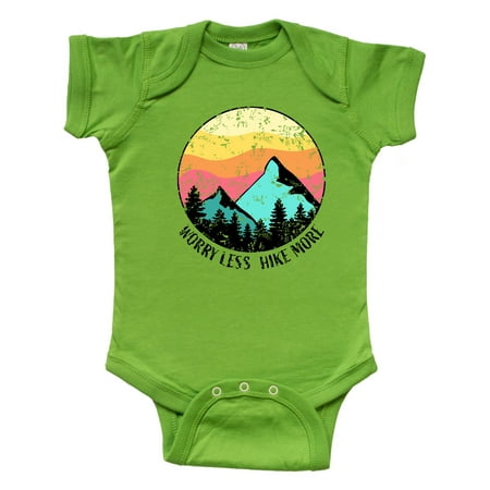 Inktastic Worry Less Hike More Mountains at Sunset Distressed Gift Baby Boy or Baby Girl Bodysuit