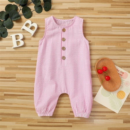 Newborn Infant Baby Girl Boy Striped Romper Sleeveless 1 Piece Button Jumpsuits Pajamas
Newborn Infant Baby Girl Boy Striped Romper Sleeveless 1 Piece Button Jumpsuits Pajamas