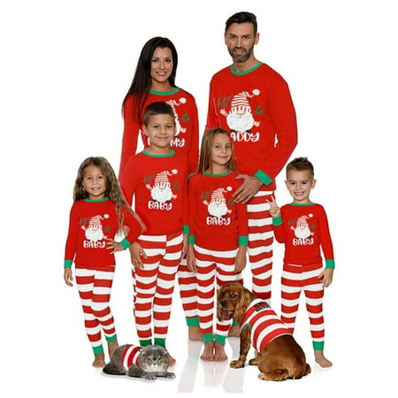 Hirigin Matching Christmas Family Pajamas Set Holiday Santa Claus 2Pcs PJS Set