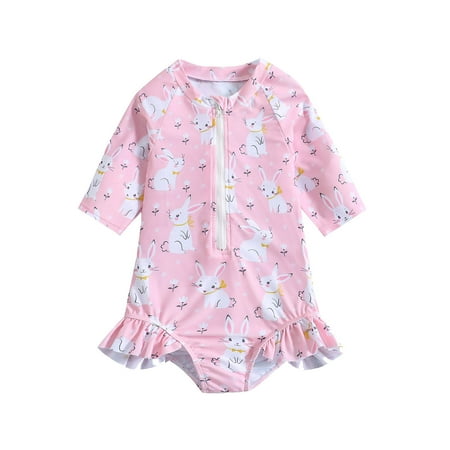 Baby Girl One Piece Swimsuit Long Sleeve Ruffles Cartoon Rabbit Prints Beach Bikini Bathing Suit Size 6 Months-5 Years
Baby Girl One Piece Swimsuit Long Sleeve Ruffles Cartoon Rabbit Prints Beach Bikini Bathing Suit Size 6 Months-5 Years
