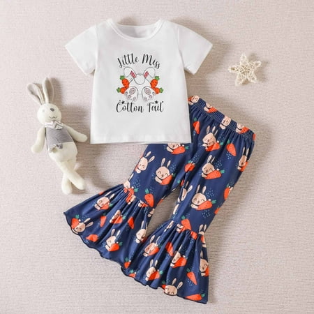 Simplmasygenix Baby Sets Clearance Summer Dress Easter Baby Girls Boys Cotton Crew Neck Short Sleeve Casual Print Trousers Bell-bottoms Set
Simplmasygenix Baby Sets Clearance Summer Dress Easter Baby Girls Boys Cotton Crew Neck Short Sleeve Casual Print Trousers Bell-bottoms Set