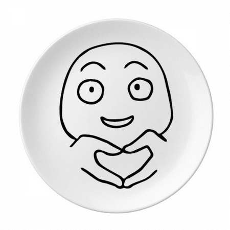 

Heart Gesture Black Happy Pattern Plate Decorative Porcelain Salver Tableware Dinner Dish