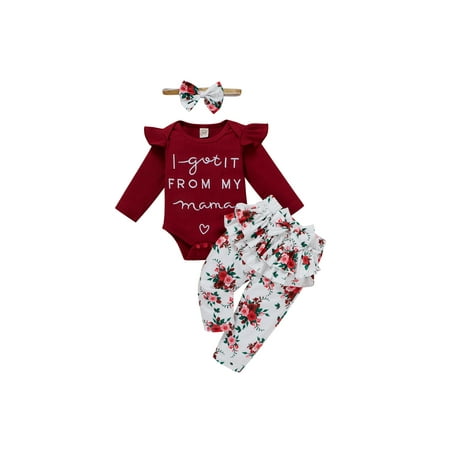 Canrulo 3Pcs Newborn Infant Baby Girls Clothes Letter Ruffle Long Sleeve Romper Floral Pants Headband Sets Wine Red 3-6 Months
Canrulo 3Pcs Newborn Infant Baby Girls Clothes Letter Ruffle Long Sleeve Romper Floral Pants Headband Sets Wine Red 3-6 Months