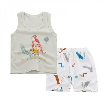Summer Boy Girl Baby Sleeveless Cartoon Pattern Vest Top Shorts 2 Pcs Outfits Clothes Set Gray S
Summer Boy Girl Baby Sleeveless Cartoon Pattern Vest Top Shorts 2 Pcs Outfits Clothes Set Gray S