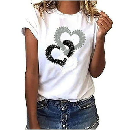 QJYINGYI Short Sleeve Round-Neck Blouses & Shirts Maternity Tank Top WOMA309 Women O-Neck Print Casual Loose Tops Pullover Short Sleeve T-shirt White M
QJYINGYI Short Sleeve Round-Neck Blouses & Shirts Maternity Tank Top WOMA309 Women O-Neck Print Casual Loose Tops Pullover Short Sleeve T-shirt White M
