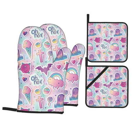 Oven Mitts and Pot Holders 4 pcs Set pink ice cream Heat Resistant Silicone Oven Mitts Pot Holders for Kitchen Baking Cooking Non-Slip Oven Gloves Hot Pads Potholders
Oven Mitts and Pot Holders 4 pcs Set pink ice cream Heat Resistant Silicone Oven Mitts Pot Holders for Kitchen Baking Cooking Non-Slip Oven Gloves Hot Pads Potholders