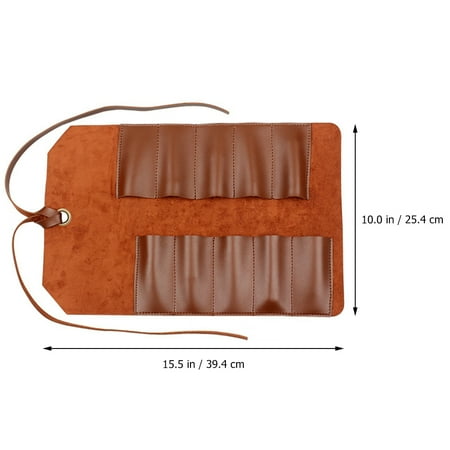 Leather Small Tool Roll Up Bag 10 Slots Carry On Pouch Craft Tools Organizer