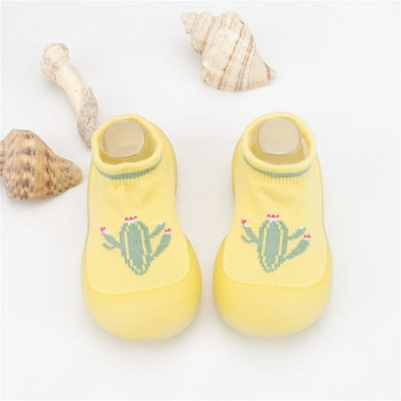 Cute Elastic Walkers Fruit Casual Socks Baby First Shoes Indoor Toddler Baby Shoes Yellow 24