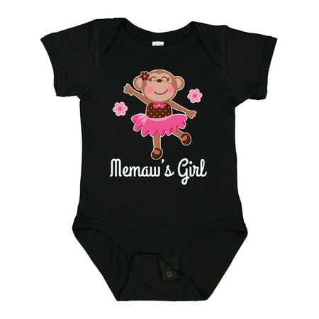 Inktastic Memaw Girl Ballerina Monkey Gift Baby Girl Bodysuit