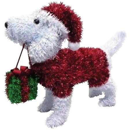 6PK Youngcraft 14.5 In. Tinsel 3-Dimensional Dog with Red Sweater & Santa Hat