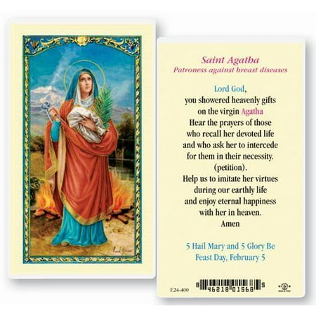 Saint Agatha Prayer Laminated Catholic Prayer Holy Card with Prayer on Back Pack of 25
Saint Agatha Prayer Laminated Catholic Prayer Holy Card with Prayer on Back Pack of 25