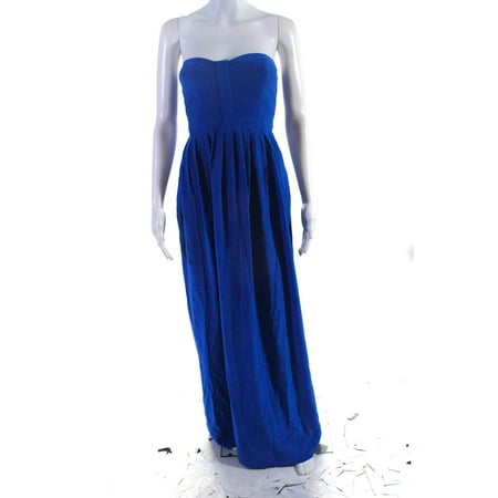 Parker Womens Silk Strapless Corset Gown Maxi Dress Royal Blue Size XS