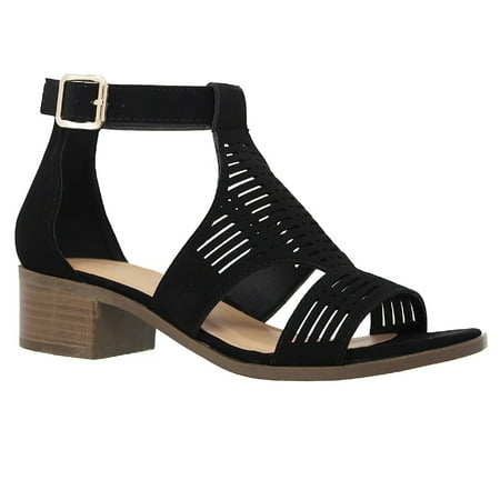 Gilian-1 Women s Open Toe Laser Cutout Chunky Heel Ankle Strap Vegan Suede Sandals BLACK 8
Gilian-1 Women s Open Toe Laser Cutout Chunky Heel Ankle Strap Vegan Suede Sandals BLACK 8