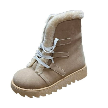Women s Boots High Cut Flat Lace Up Boots Snow Warm Plus Round Toe Women s Boots