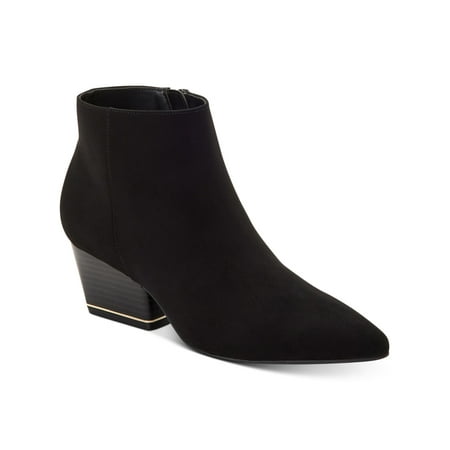 ALFANI Womens Black Armena Pointed Toe Stacked Heel Zip-Up Booties 5 M