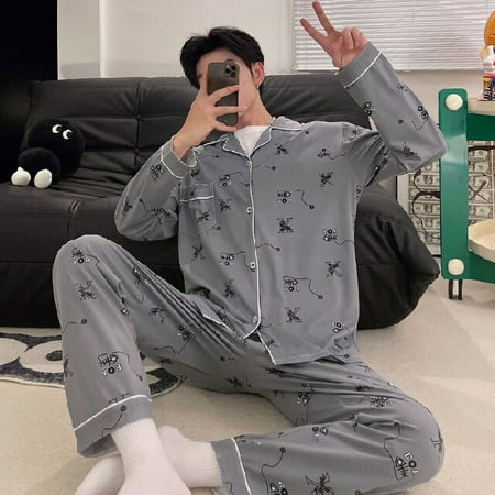 DanceeMangoo Men Pajama Set Leisure Loose Pyjamas Cotton Lounge Wear Cardigan Turn-down Collar Print Luxury Home Suits Young Boy Sleepwear
DanceeMangoo Men Pajama Set Leisure Loose Pyjamas Cotton Lounge Wear Cardigan Turn-down Collar Print Luxury Home Suits Young Boy Sleepwear
