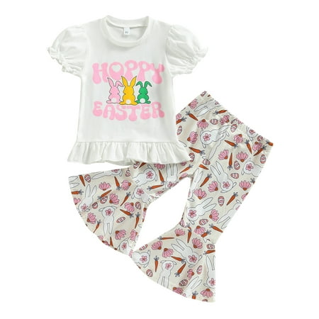 Sunisery Toddler Kid Baby Girl Easter Outfit Short Sleeve Ruffle T-Shirt Top Bunny Flared Pants 2Pcs Summer Outfit
Sunisery Toddler Kid Baby Girl Easter Outfit Short Sleeve Ruffle T-Shirt Top Bunny Flared Pants 2Pcs Summer Outfit
