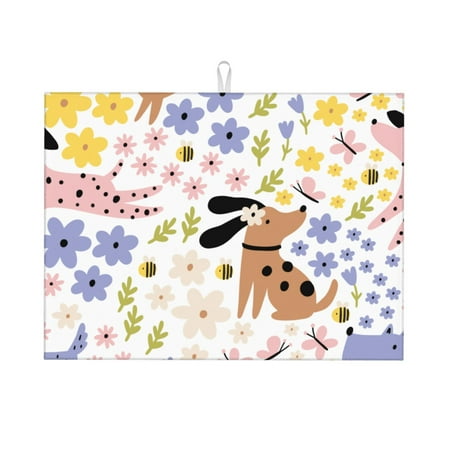 Dish Drying Mat cartoon dogs and flowers Highly Absorbent Microfiber Drying Mat Kitchen Counter or Sink Drawer Liner 18x24 Kitchen Drying Mat Coffee Mat Kitchen Essentials
Dish Drying Mat cartoon dogs and flowers Highly Absorbent Microfiber Drying Mat Kitchen Counter or Sink Drawer Liner 18x24 Kitchen Drying Mat Coffee Mat Kitchen Essentials