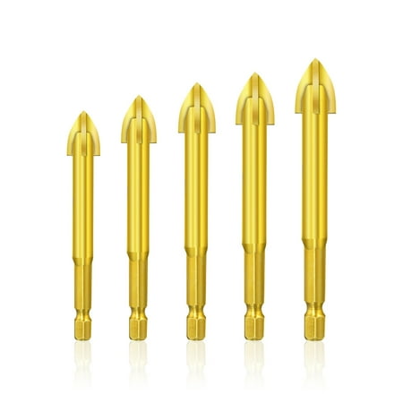 Pack of 5 Drilling Bits Tip Ceramic Hole Opener Hard Alloy Punching Triangular Handle Household Working Construction Tools Gold Type 2
Pack of 5 Drilling Bits Tip Ceramic Hole Opener Hard Alloy Punching Triangular Handle Household Working Construction Tools Gold Type 2