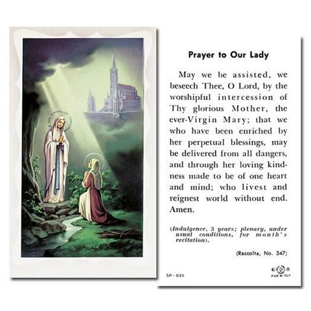 Our Lady of Lourdes Catholic Prayer Holy Card with Prayer on Back Pack of 100