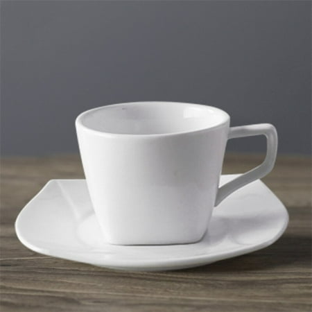 

European Ceramic Minimalist Coffee Cup Saucer Set White Porcelain Afternoon Mug Creative Latte Cappuccino Mug Drinkware