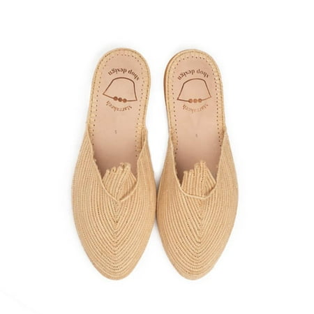 Marrakech Shop Design Raffia Mules - Beige